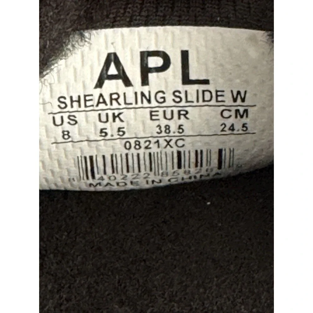 APL Women’s Shearling Furry Slide Sandals in Black/Leopard Size 8‎
